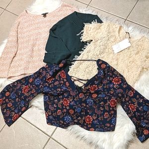 4 tops. 2 NWT. Zara, Old Navy, H&M. Medium